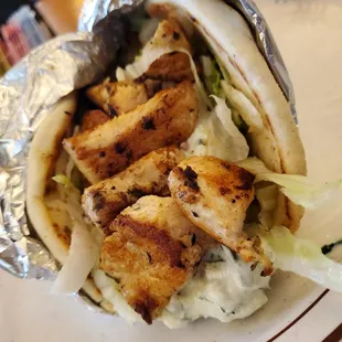 Chicken souvlaki. Mmm good!