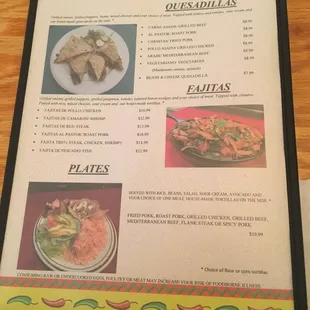 And the back side of our menu.