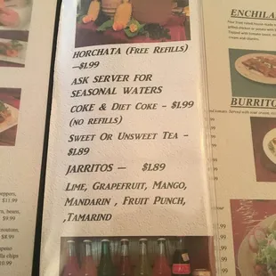 Drink menu