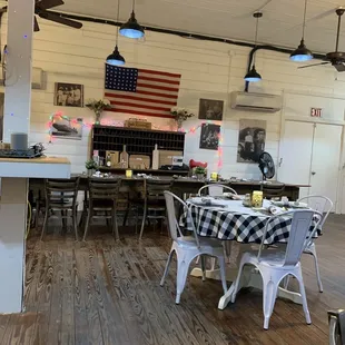This is a picture of the very quaint restaurant inside