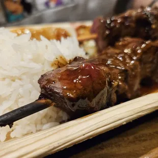 Double Sweet Beef Skewer Rice Plate