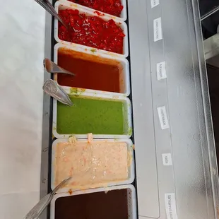 a variety of condiments