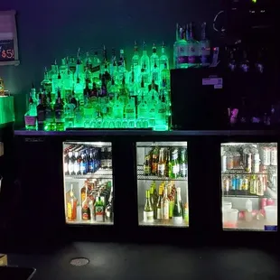 a bar with neon lights