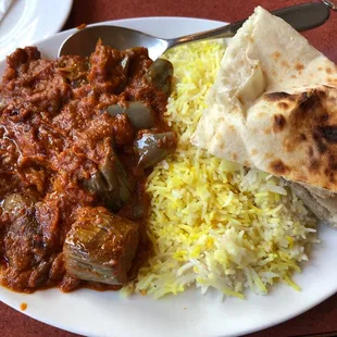 Lunch special eggplant curry