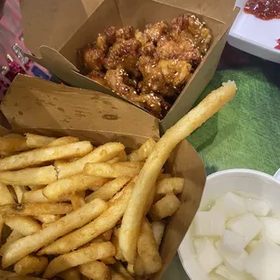 Garlic Soy with Fries and radish