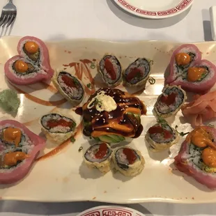 a plate of sushi