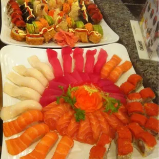 sashimi, sushi, sushi and sashimi, food