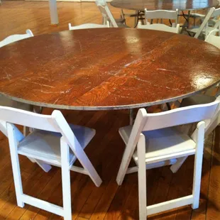 Tables and chairs are included.