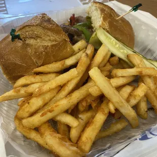 Cheese steak with fries