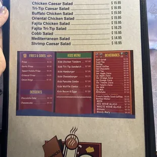 Salads and Kid's Menu