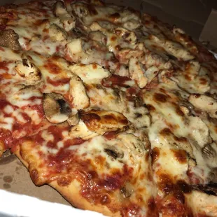 Thin crust with chicken, mushrooms and provolone