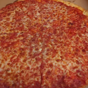 Thin crust cheese pizza