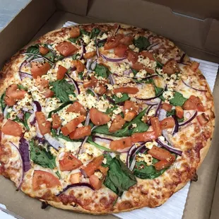 Medium thin crust spinach supreme