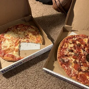 Pizza- large cheese and three meat