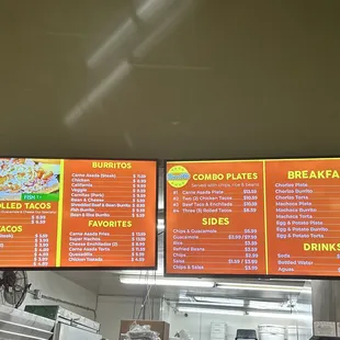 menu as of May 2024