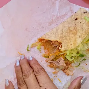 1/2 the taco &amp; my small hand