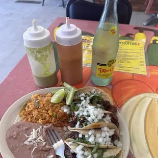 2 barbacoa 2 pastor Taco Plate Platillos