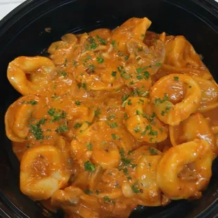 Meat tortellini with pink bacon sauce! To die for!!!