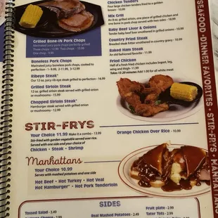 the menu for dinner favoritess