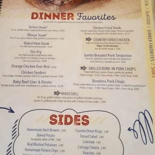 Dinner favorites and sides