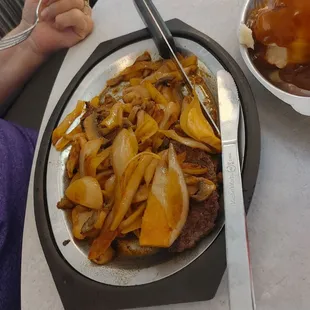 Chopped Steak with onions.