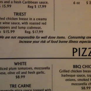 Even their menu says they aren't responsible for well done food...