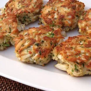 crab cakes on a white plate