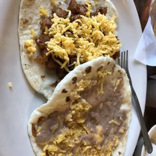 Chorizo and potato with cheese Bean and cheese