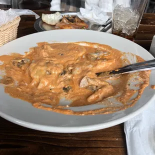 That big glob in the back of the plate was an mountain of cheese.