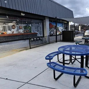 unlit and unoccupied patio