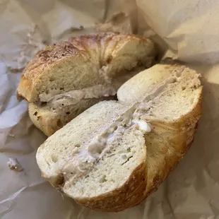 Cinnamon sugar bagel with mocha cream cheese