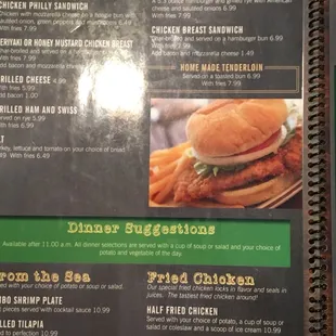 a menu for a sandwich board