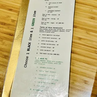 menu