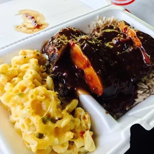 Jamaican jerk chicken and mac