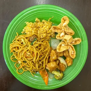 a green plate of food