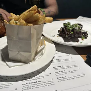 Garlic Parmesan fries and Hoisin ribs