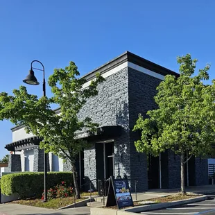 The  contemporary building in a shopping center.