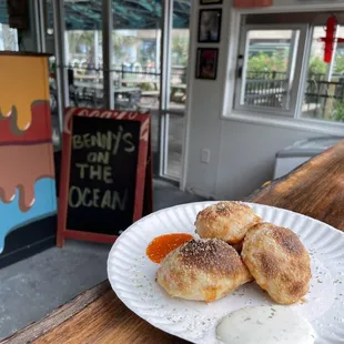 a plate of doughnuts