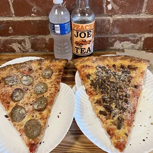 Sausage on the left and their special slice on the right.