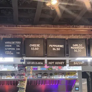 Menu at order counter