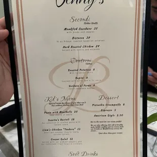 menu