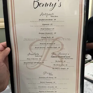 menu