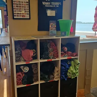 a t - shirt on a shelf