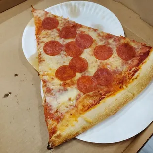 1 slice of pepperoni- 2 paper plates