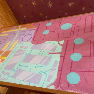 Colorful booth table