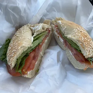Lox and sesame seed bagel. Mmmmmm