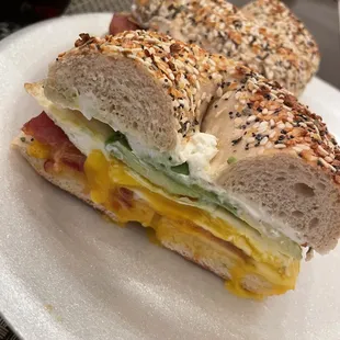 Breakfast Sandwich made from Everything Bagel