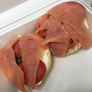 Atlantic salmon. Was pretty cheap and easy to eat but the bagel was stale/hard to chew.. Probably old