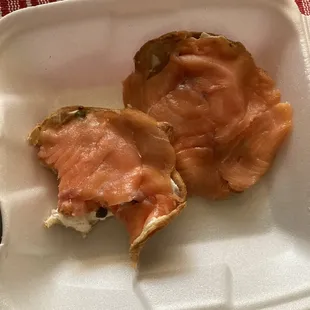 Salmon &amp; lox with capers, tomatoes on croissant