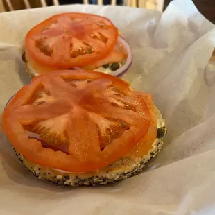 Pacific Smoked Salmon on an "everything" bagel